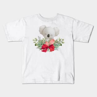 Cute Botanical Christmas Koala Kids T-Shirt